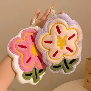 SleekHush 4-Piece Flower Design Elegant Hanging Hand Towel Set - Super Absorbent, Quick-Dry, Hangable Towels for Sports, Outdoor Use
