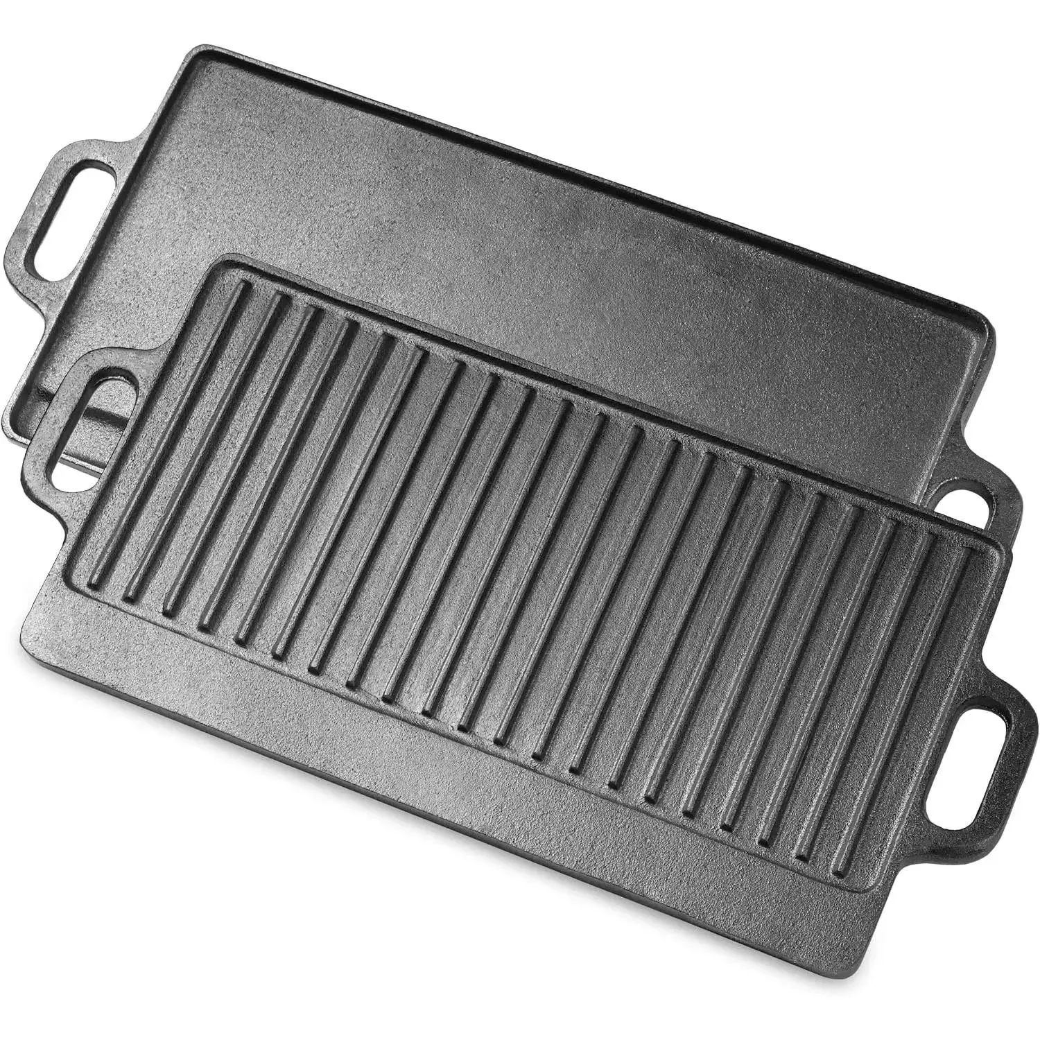 Preseasoned Non-Stick 2-in-1 Reversible Cast Iron Griddle Cookware - 19.5in x 9in with Handles, Suitable for Gas Stovetop, Oven, Grill, Oil