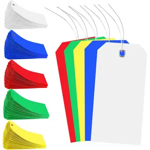 500 Plastic Shipping Tags with Wire - Waterproof Heavy Duty Labels with String Wires - Colorful 4 3/4 x 2 3/8