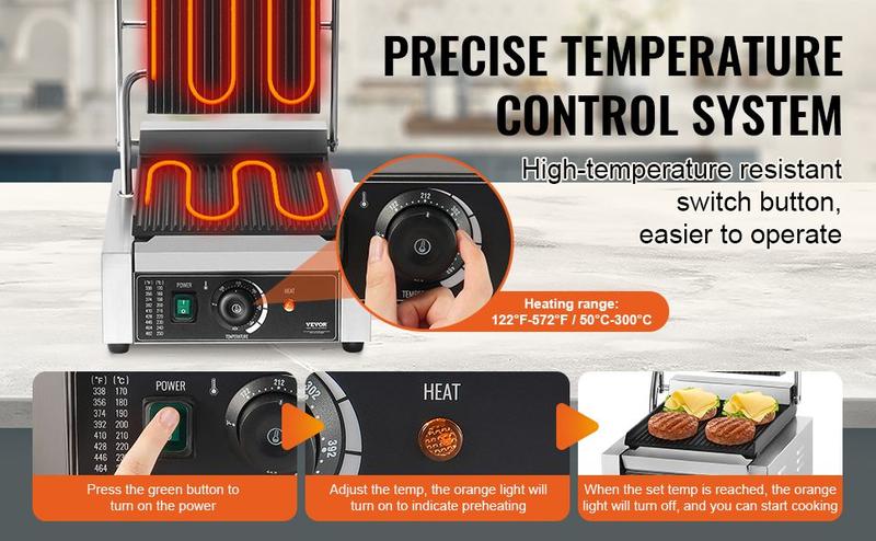 Spring new arrivals Commercial Panini Press Grill Electric Sandwich Maker Griddle Plate 9"x9"