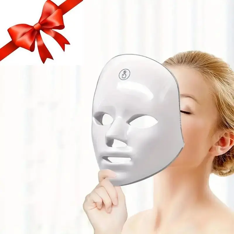 Red Light Therapy Mask, 7 Color Led Photorejuvenation Mask, USB Rechargeable LED Light Face Mask for Skincare, Facial Beauty Instrument, Gift for Women