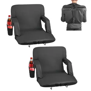 VEVOR Stadium Seat, 6 Adjustable Angle Bleacher Chair, 2.9'' Cushion Stadium Seat with Back Support and Armrest, Wide Bleacher Chair with Hook Pocket Cupholder for Picnics, Beach Sports, and Gaming