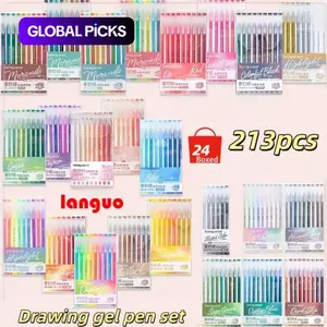 Languo Gel Pen Set, Fine Point Pens, 213/162 Colors, 0.6mm Fine Tip, Large Ink Capacity, Ideal for Adult Journals, DIY Crafts, Art Projects, Student Supplies #GLOBAL PICKS