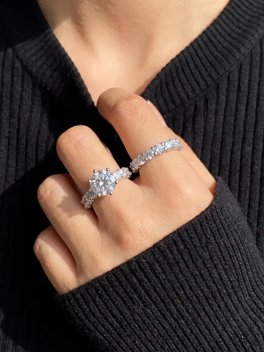 2 PC/Set Matching Rings, Trendy Ring, Elegant Fashion Rings, Sparkling Cubic Zirconia Rings For Women Trendy Engagement Wedding Promise Ring for Party Daily Clothing Decor as Anniversary Valentine's Day Gift for Girlfriend