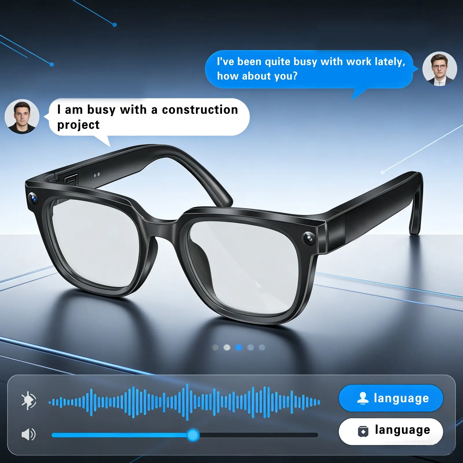 Multiple AI smart glasses equipped with 8MP high-definition camera, anti shake video recording, Bluetooth calling, 3D stereo, music playback, real-time translation, voice assistant, travel, meeting and video recording, compatible with iOS and Android