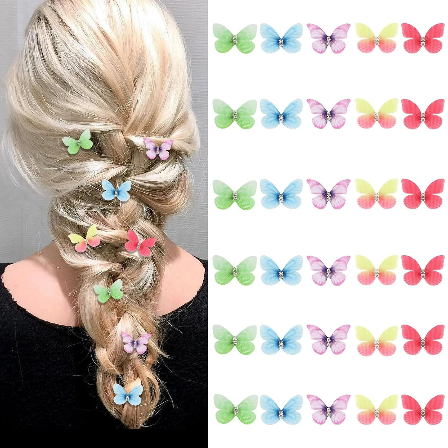30 count Colorful Mini Butterfly Hair Claw Clips for Women  Hair Clips  Hair Accessories Y2K Fashion Hair Accessories for Girls