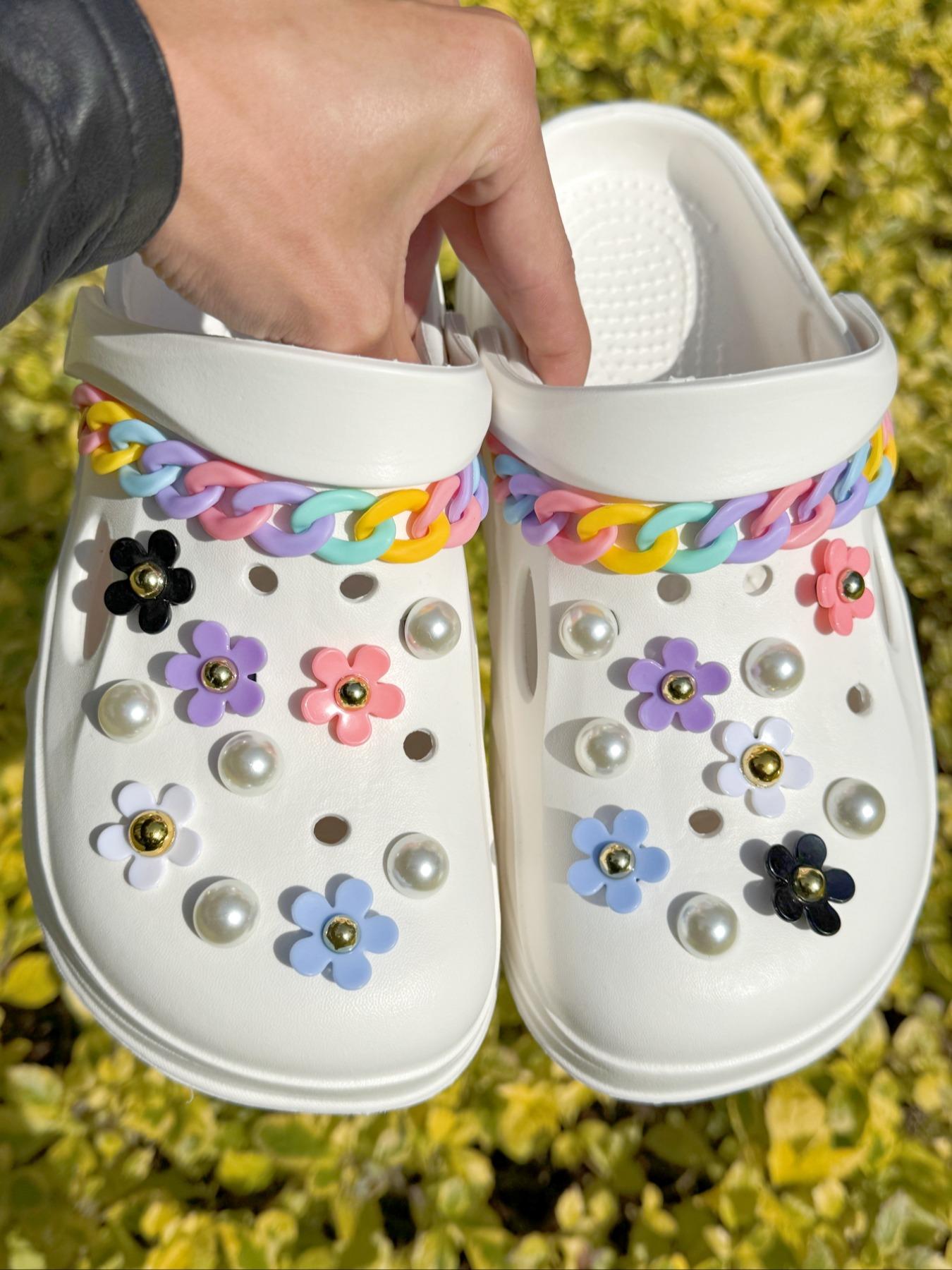 Cute Flower & Faux Pearl Decorated Shoe Charm, Fashionable DIY Shoes Decorations for Clogs, Shoes Accessories for Women & Girls