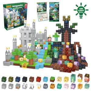 Dinosaur Minecraft style Building Blocks, 100PCS 200PCS Create,Magnetic Square Puzzle Assembling Educational Toy for Kids,Outdoorfun