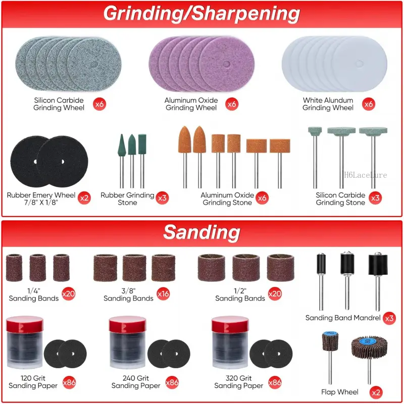 508-Piece Rotary Tool Accessories Kit, Universal Rotary Tool Bits for Sanding, Cutting, Grinding, Drilling, Carving, Engraving, Polishing, Cleaning, Rotary Tool Attachments with Carrying Case