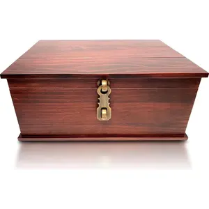 Blake & Lake Antique Style Wood Storage Box - Decorative box for Home or Office - Wooden Box with Hinged Lid Keepsake Box with Metal Latch