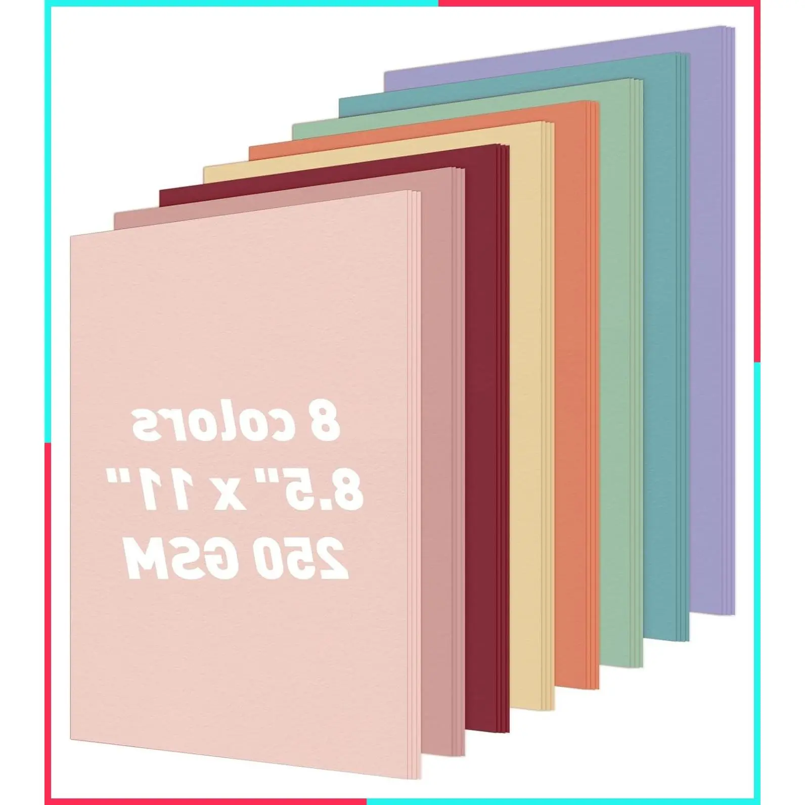 8.5"x11" Colored Cardstock 32 Sheets, 250gsm/92lb Double-Sided Heavyweight Assorted Color Card Stock for Printer, Cricut, DIY Crafts, Card Making, Die Cutting, Scrapbooking, Construction Paper