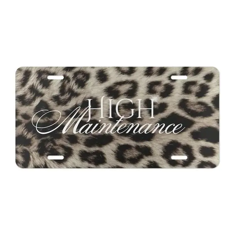 Leopard Coquette Front License Plate, High-Maintenance Vanity Plate, Aluminum Lightweight Easy-Install Car Accessories, Home Decor Plaques & Signs
