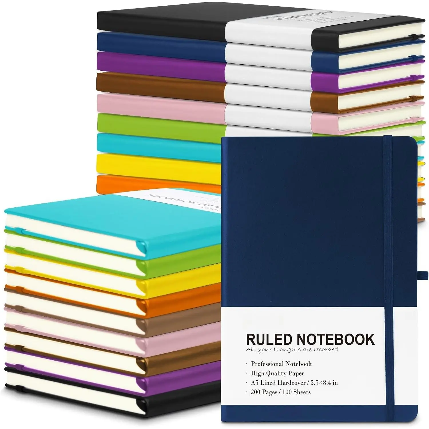 20 Pack Journals for Writing College Ruled Notebooks Journal in Bulk, Hardcover Notebooks (200Pages) for Note Talking, Lined  Journals for  School Office, 5.7"x8.4", 10 Colors