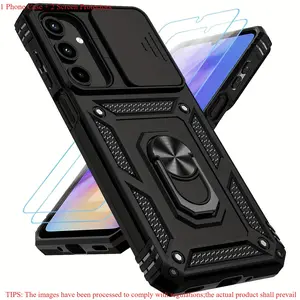 3PCS [1 Shockproof Phone Case with 2X Clear Screen Protectors] Case with a Stand, a Camera Lens Protector Specifically for The Samsung Galaxy A16 A15 A14 A35 A34 A36 A54 A55 A56 S26 S25 S24 S23 FE S25 Edge