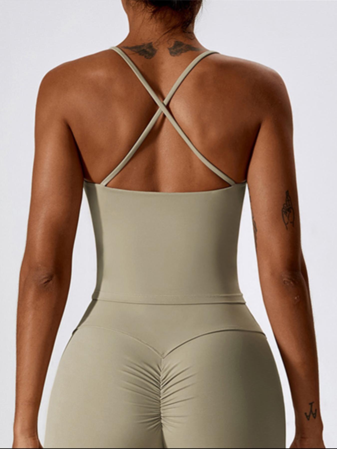 Criss-Cross Backless Sports Vest, Y2K Streetwear Running Vest, Casual Comfy Breathable Cami Top for Yoga, Running and Fitness, Sleeveless Workout Activewear for Summer, Sport Vests