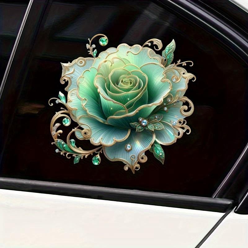 1 piece green rose, sticker, self-adhesive sticker, suitable for laptops, cars, motorcycles, protection, door decoration