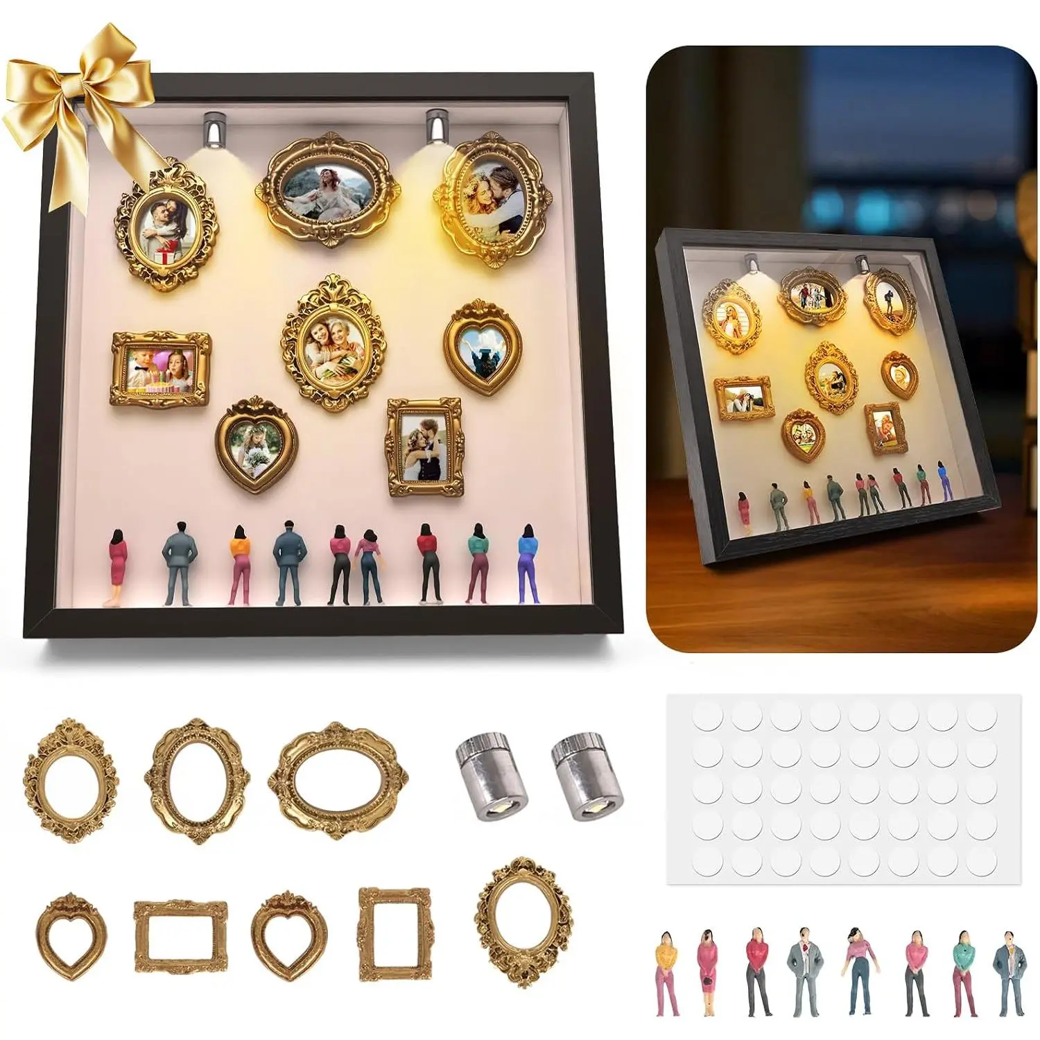 DIY Mini Museum Shadow Box Frame with Figurines & Spotlights –  Frame,   for Valentine’s Day, Mother’s Day, Birthday, Graduation, Anniversary &  Decor