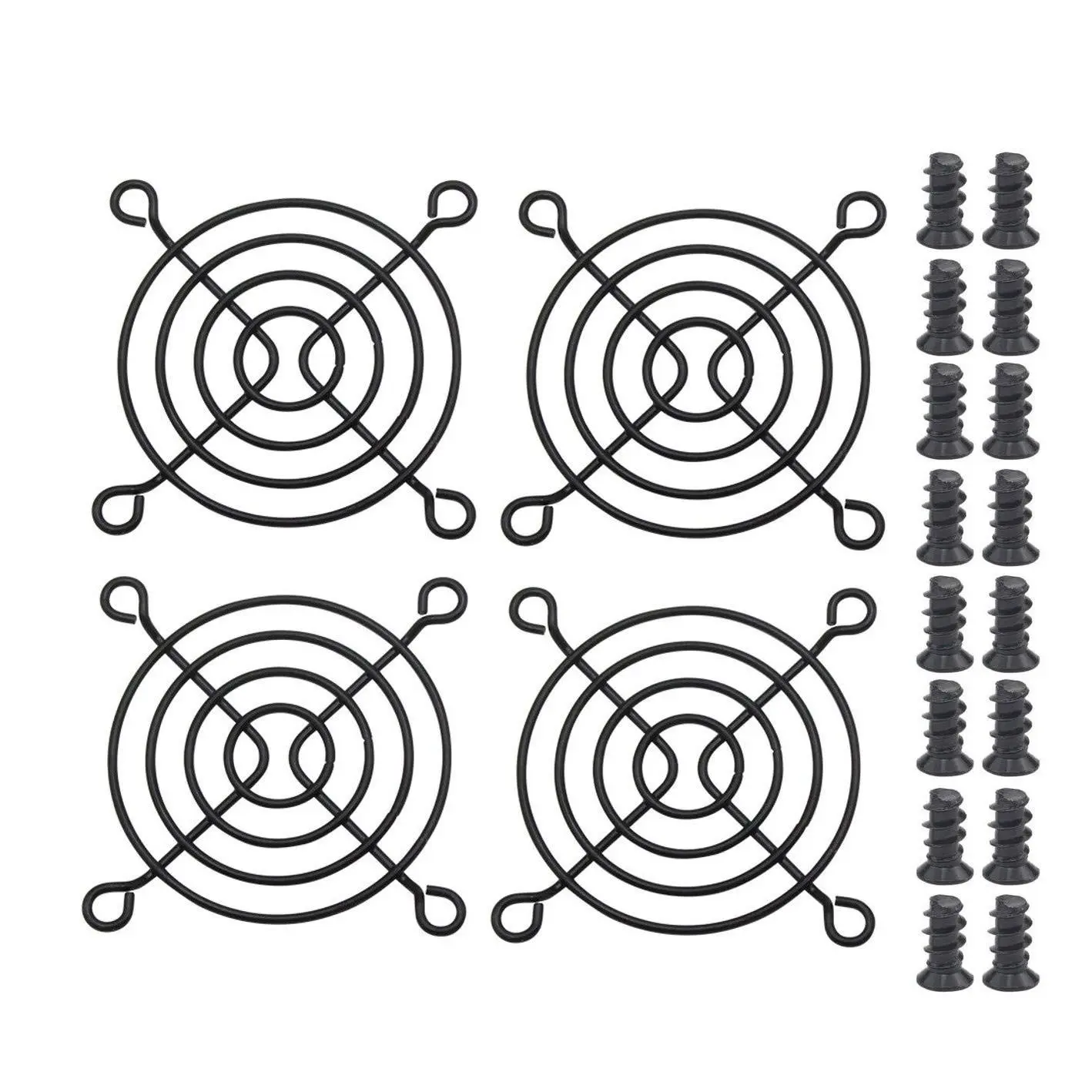 4pcs 60mm Black Fan Grill Guard with Screws