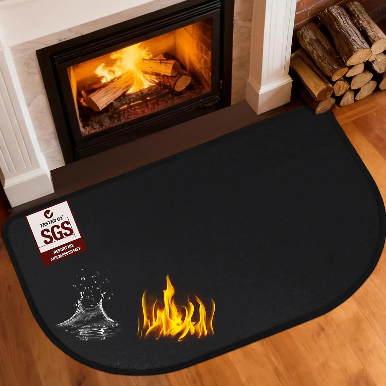 Fireplace Mat Fireproof, Small Hearth Rugs for Fireplaces Fire Resistant, Thin  Stove Mat Indoor Outdoor, Hearth Rug Protects Floors Carpets from Sparks Embers, Black(23.6x15.7in)