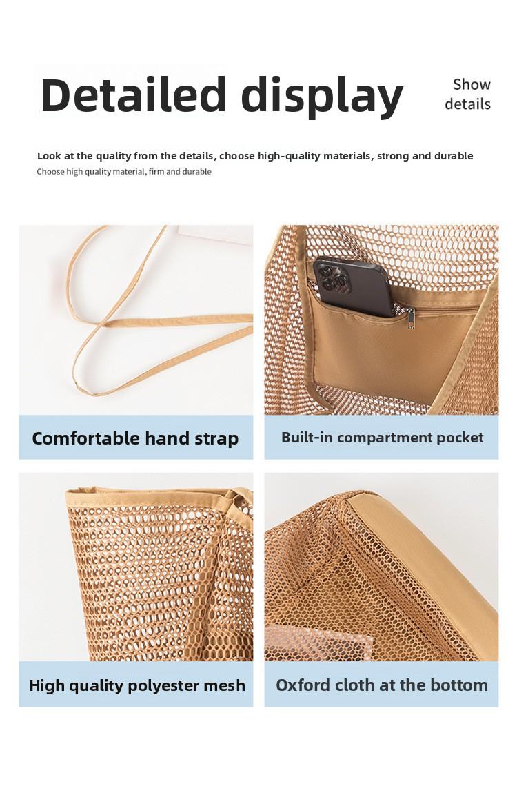 Large Capacity Beach Bag, Outdoor Mesh Camping Backpack, Foldable Shoulder Bag, Home & Outdoor Storage Bag, Ideal for Camping, Outdoor Camping Supplies