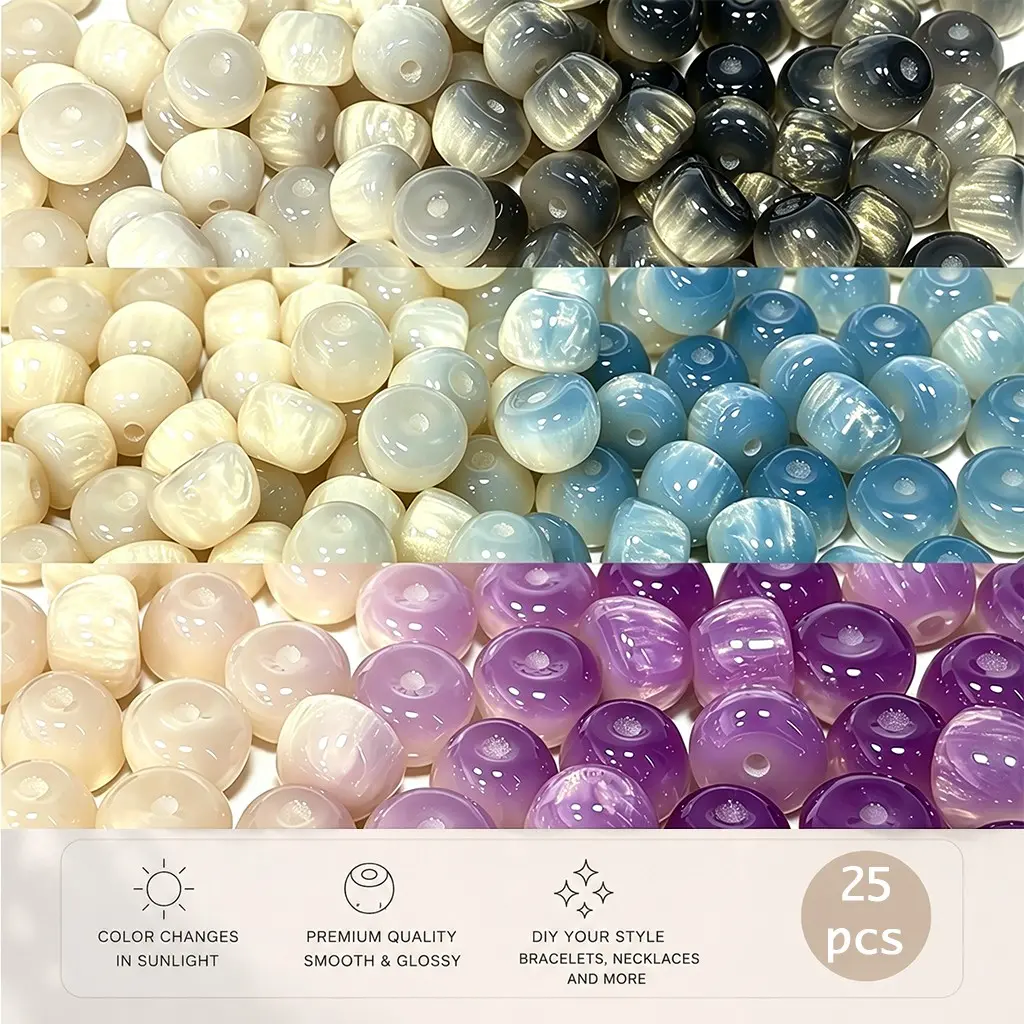 UV Color-Changing DIY Beads, Perfect for Bracelet and Jewelry Making, Set of 25, Ideal for Crafting and Creative Projects