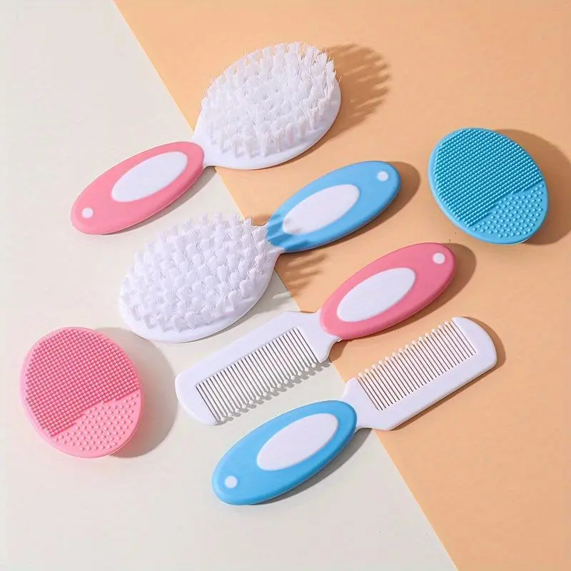 Baby Hair Brush, Cradle Cap Brush, Baby Hair Comb, Baby Hair Brush and Comb Set for Newborns & Toddlers, Baby Brush Soft Bristles, Ideal for Cradle Cap, Perfect Baby Registry Gift (Pink)