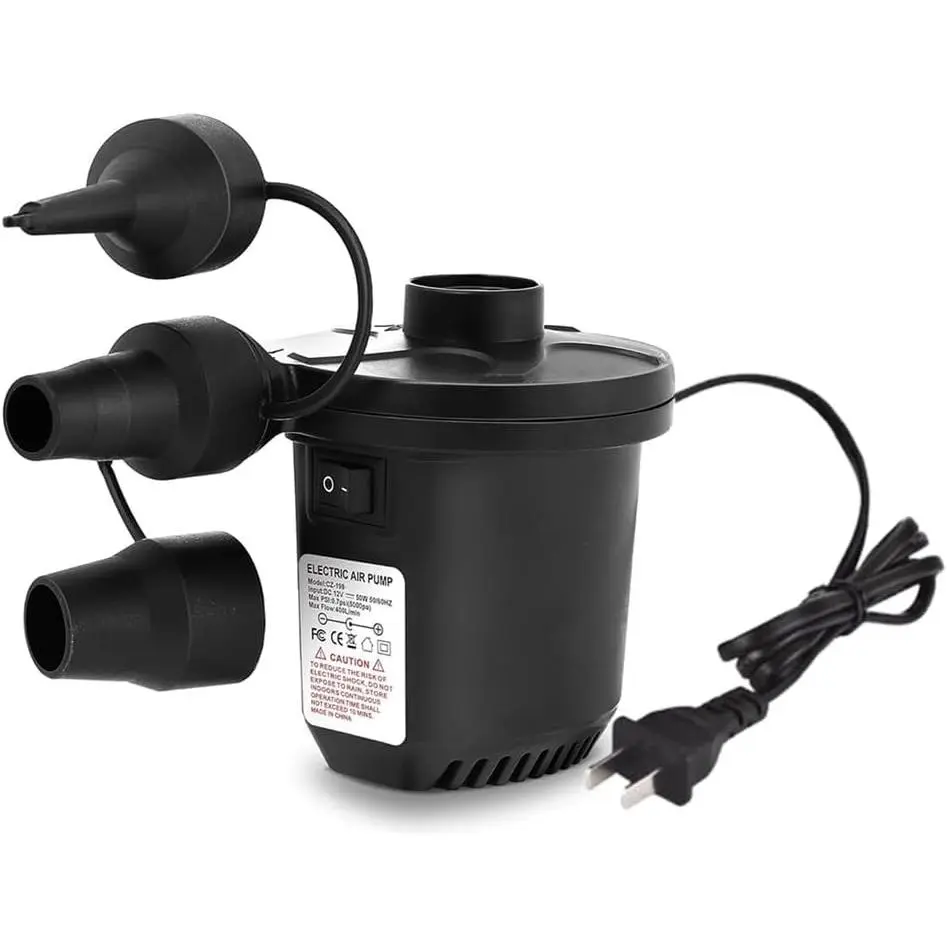 Electric Air Pumps for Inflatables, Fast Inflator & Deflator with 3 Nozzles, 110V Plug-in Air Mattress Pump for Pool Floats, Couch, Boats, Swimming Rings, BlackGift