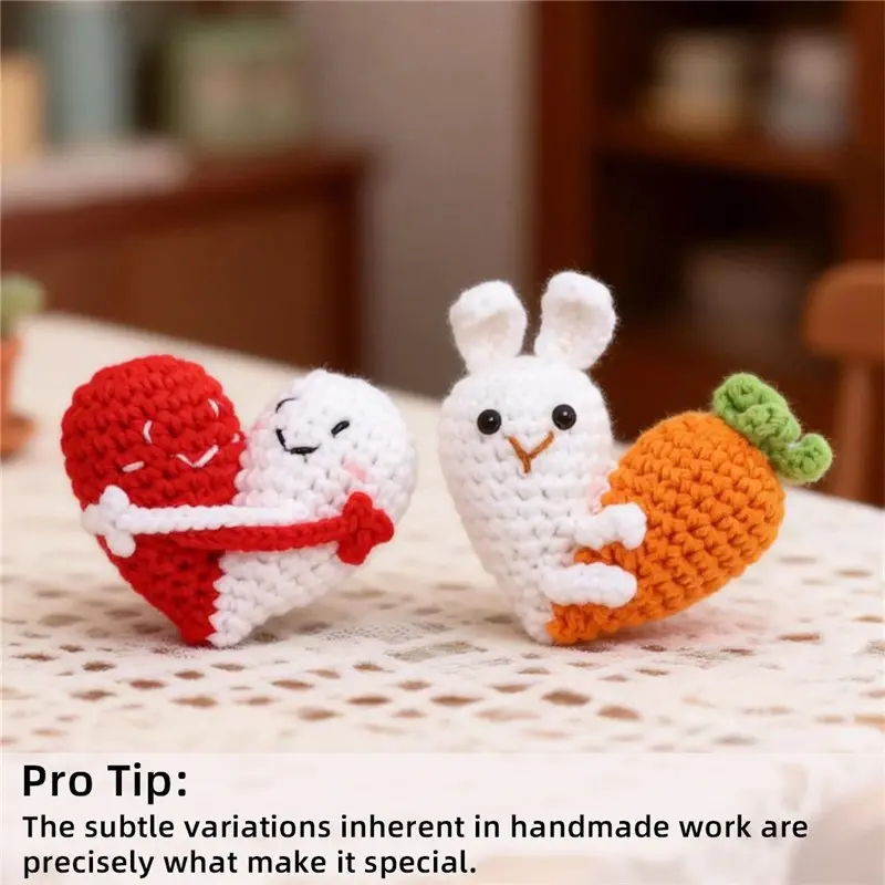 Funny Crochet Heart,Handmade Stuff Desk Deco, Handmade Knitted Bestie Gifts Positive Doll for Women Birthday Christmas
