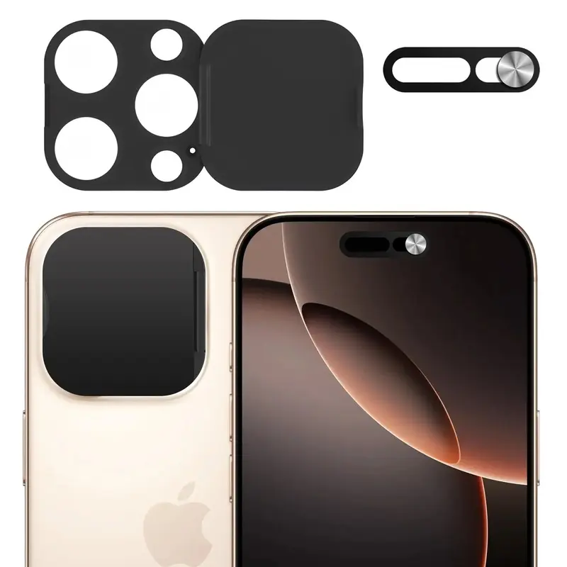 2 Pack Privacy Cover Protector Compatible for iPhone 17 Pro/iPhone 17 Pro Max with 1 Front Camera Privacy Cover, 1 Anti-Spy Camera Cover, Durable Easy-Adhesive Design, Casing