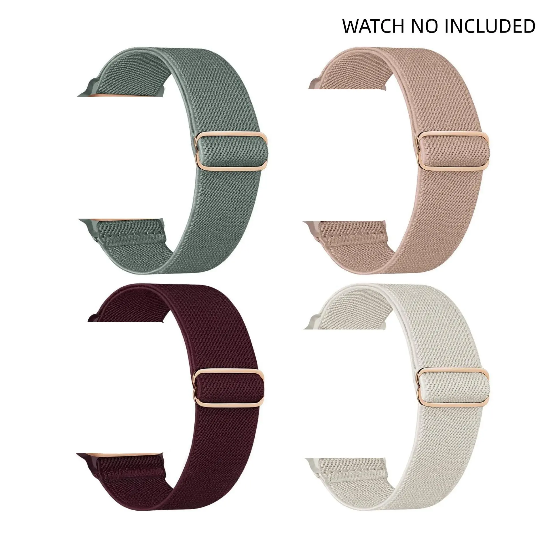 4 Pack Stretchy Adjustable Solo Loop for Apple Watch, Smartwatch Strap, Smartwatch Accessories, Sport Nylon Elastic Straps, Wearable Accessories, Compatible with 38mm-49mm, Iwatch Series 11-2, Men & Women