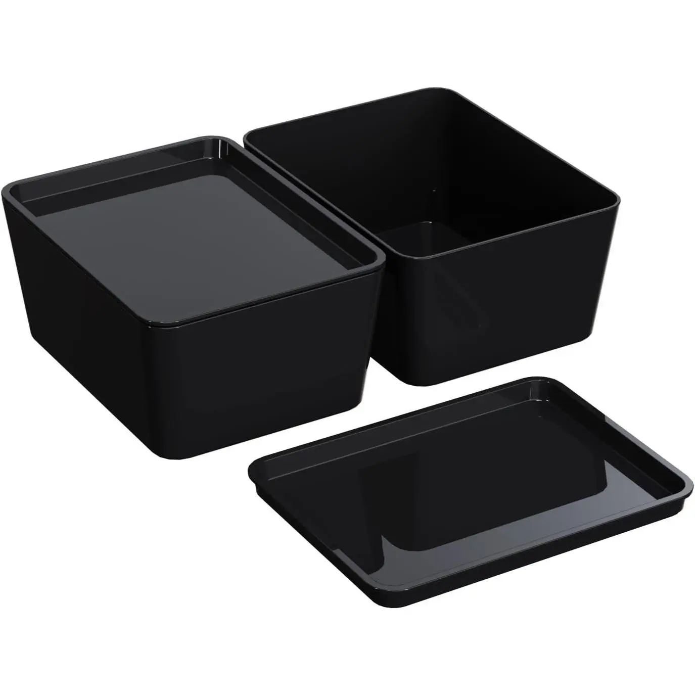 Storage Bins With Lids Plastic Containers: Multipurpose Stackable Storage Container Bins With Lid For Home And Office Organization, Small Storage Bin, 2 Pcs 5x7 Storage Container, Black
