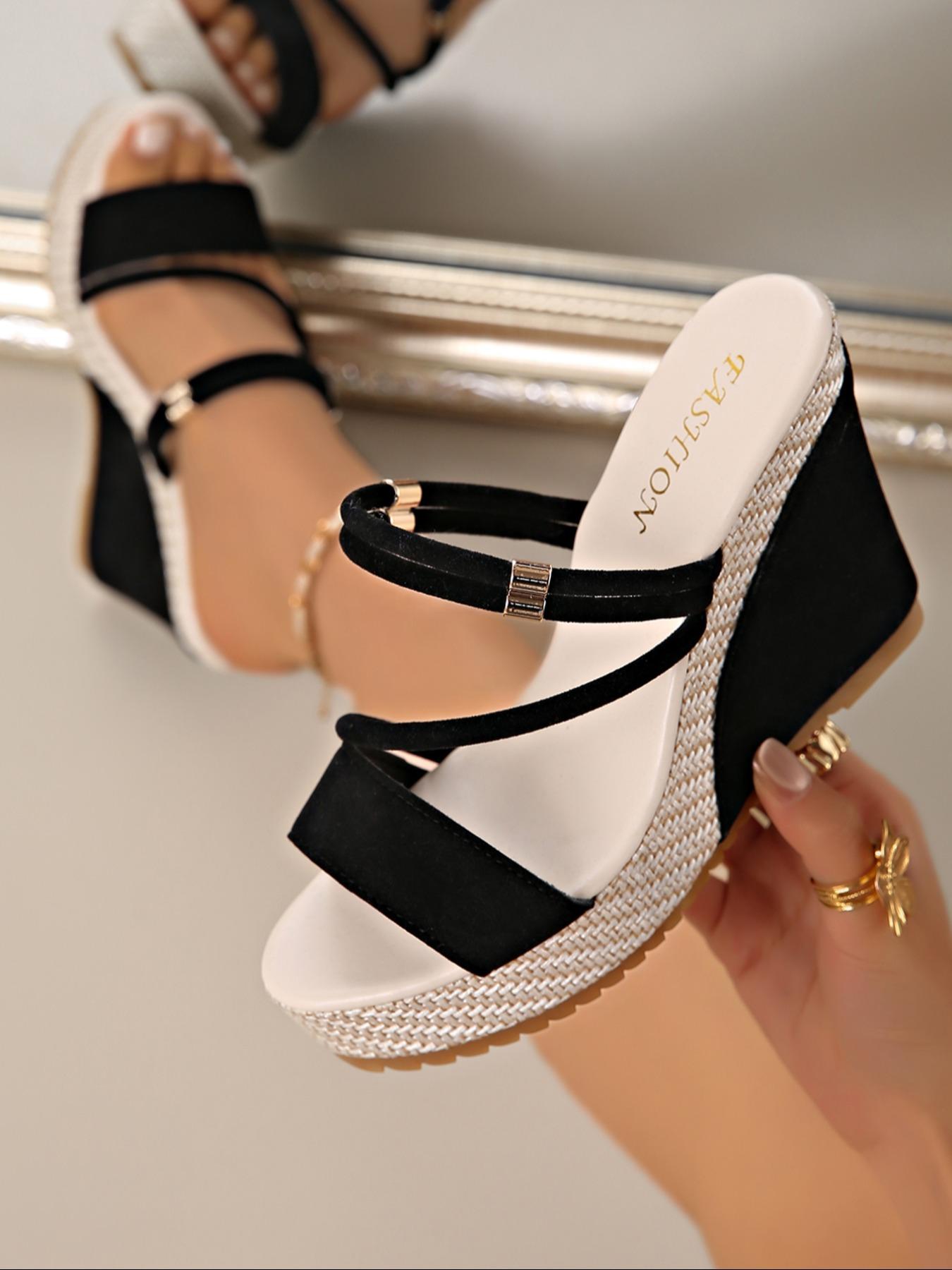Women's Fashionable Ethnic Pattern Design Platform, Casual Comfortable Ankle Strap Wedge Heeled Sandals for Daily Wear, Trendy All-match Sandals for Women & Girls, Walking Shoes