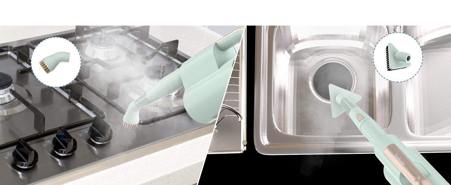 Steam Mop & Detachable Handheld Cleaner, 250ml 1200W Powerful Floor Steamer, 3 Adjustable Levels for Carpet Laminate Hardwood Grout, Carpet Glider, 7 Multi-purpose Accessories & 2 Pads