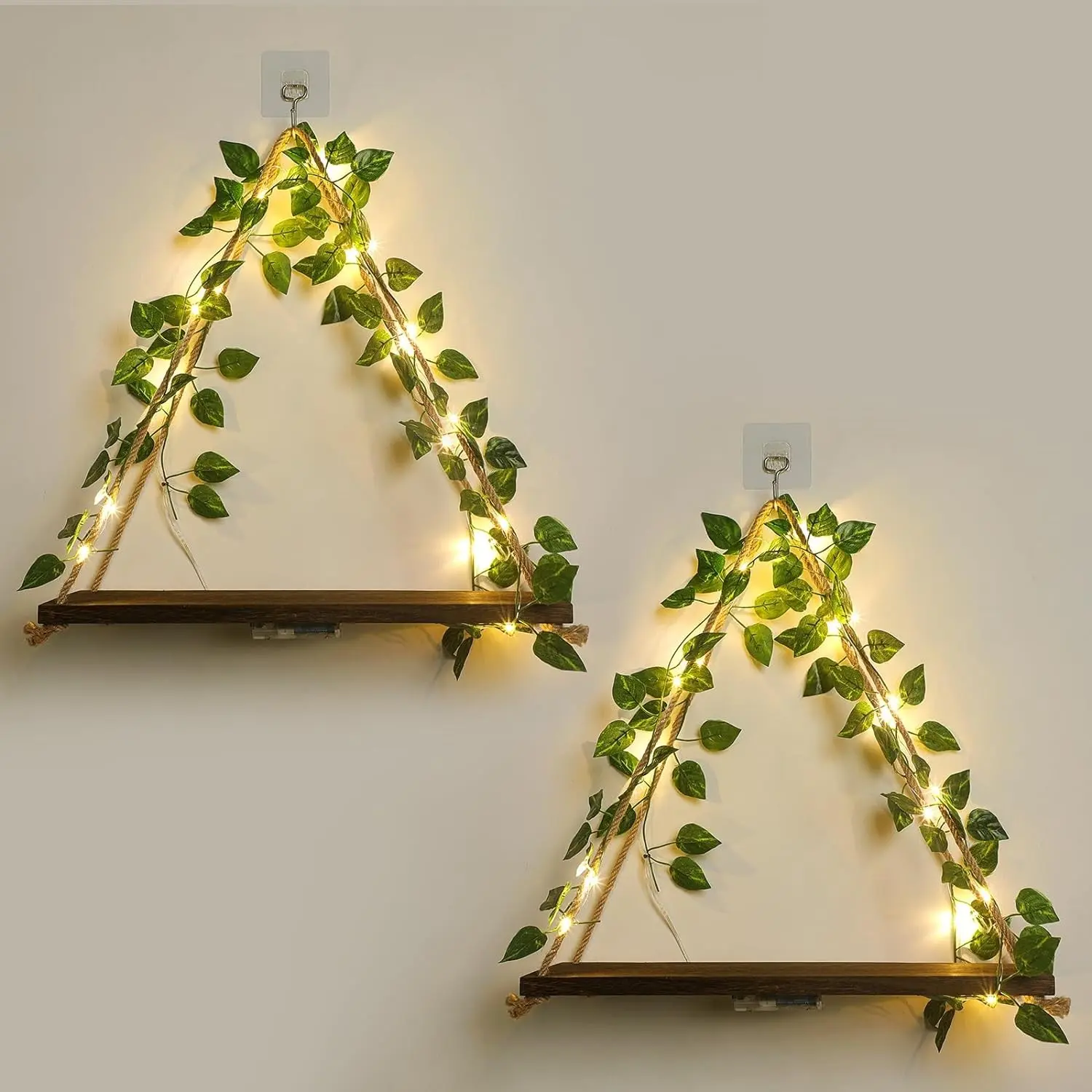 Floating Shelves for Wall, 2-Piece No Drilling Hanging Shelf - Ideal for Plant Display, Trinket Storage, Cottage Core Aesthetic Room Wall Decor