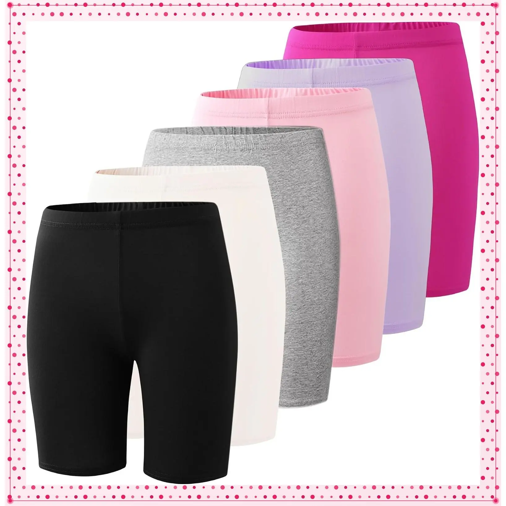 6-Pack Girls' Compression Spandex Shorts for Ages 4-12 | Athletic Wear for Gym, Dance, Yoga, Volleyball & Bike RidingGift