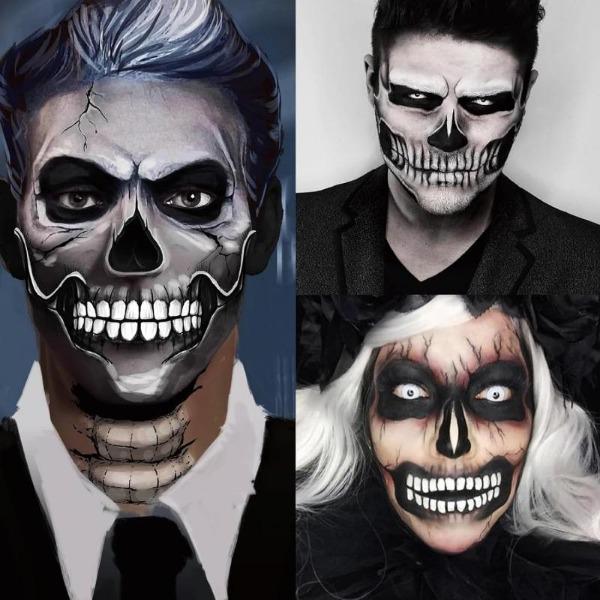 Fake Zombie Face Tattoos & Day of Dead Skull Stickers - Halloween Makeup Kit Accessories, Temporary Tattoo for Costume Prank, Women Men, Realistic Scar Wounds FX (3 Sheets) Fake Zombie Face Tattoos & Day of Dead Skull Stickers - Halloween Makeup Kit Accessories, Temporary Tattoo for Costume Prank, Women Men, Realistic Scar Wounds FX (3 Sheets)