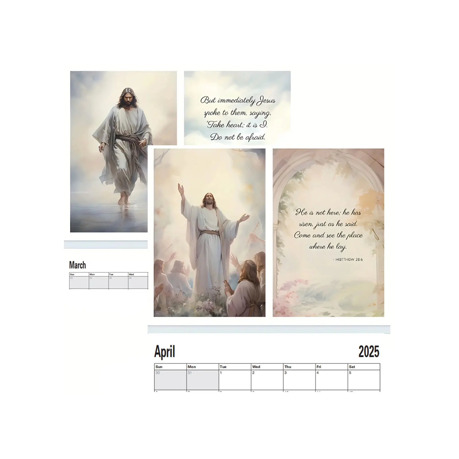 2PCS 2025 Wall Calendar Coated Paper Wire Binding Hanging Calendar for Home and Office