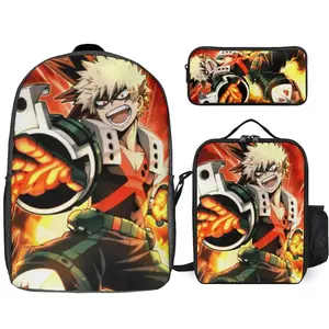 My Hero Academia Backpack 3 Piece Set Travel Daypack Combination, Back to School Gifts
