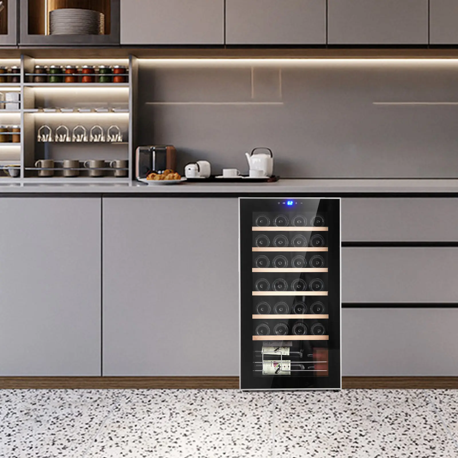 Freestanding Compressor Wine Fridge - Digital Temperature Control (41-64°F) - UV-Blocking Tempered Glass Door - Quiet Mini Beverage Refrigerator for Home, Office - Ideal Auto Wine Storage Cabinet