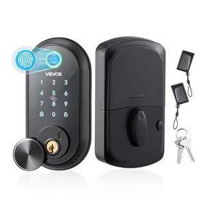 VEVOR Fingerprint Door Lock, Electronic Biometric Deadbolt with Touchscreen, Auto Locking, One-Time Code, Anti-Peeking Password, Keyless Entry Door Lock with IC Cards, for Home, Apartment, Matte Blac