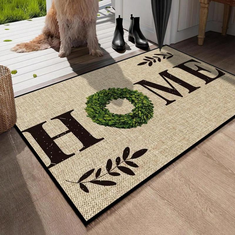 Home/Welcome Letter Pattern Door Mat, 1 Count Non-slip Rectangle Door Entrance Mat, Decorative Floor Mat for Home Living Room Bedroom Kitchen Bathroom, Boho Washable Rug