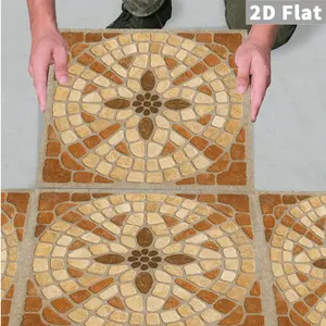 2D Flat 10pcsPVC tile Stickers - Freely Assembled Floor Stickers, Geometric Patterns, Self-Adhesive and Removable, Suitable for Kitchen, Bedroom, and Living Room Floor Decoration, 11.81x11.81 Inch Tiles, Infuse Your Space with a Stylish