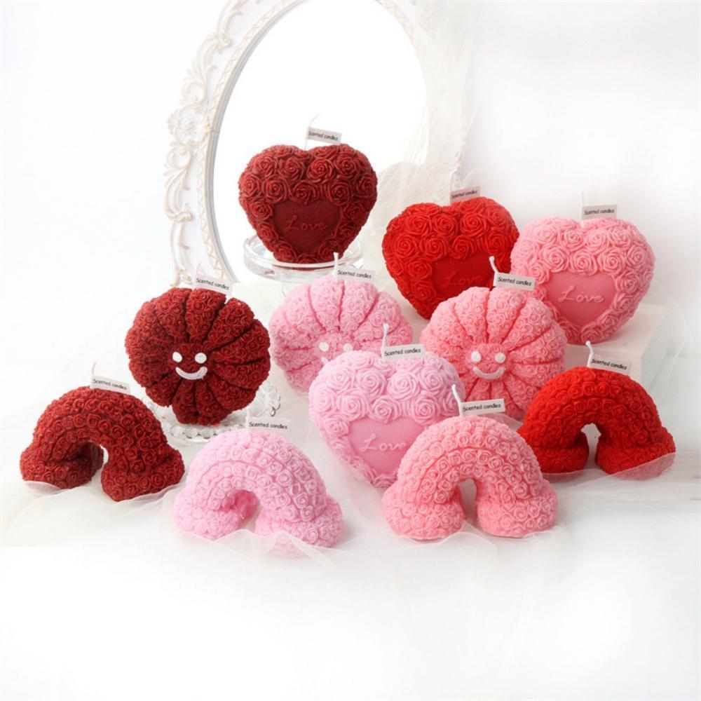 Beautiful Love Rainbow Roses Flowers Scented Candle Mother's Day Festival Romantic Wedding Supplies Birthday Elegant Gift