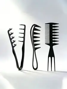 3Pcs Barber Styling Comb Set, Anti-Static Wide Tooth Texture Comb, Root Lifting Volumizing Tool, Pompadour Slick Back Wave Comb, Afro Hair Pick, Salon Supplies, Barber Accessories, Fade Undercut Tool, Father's Day Gift for Barbers & Men