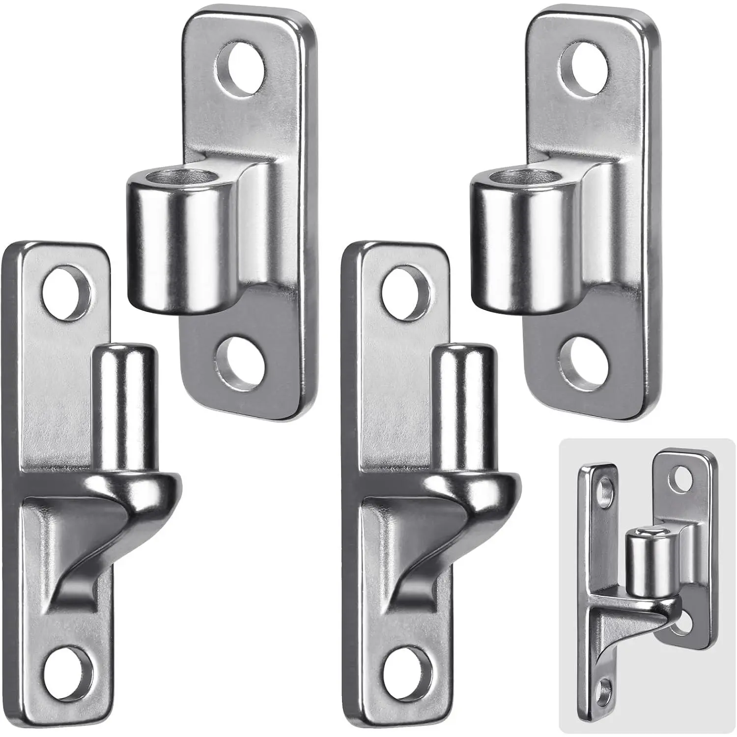 GJANSH 304 Stainless Steel Gate Hinges 2 Pack, Heavy Duty Wall Mount Hinges with 5/8" Pin, One-Piece Casting Farm & Chain Link Fence Gate Hardware