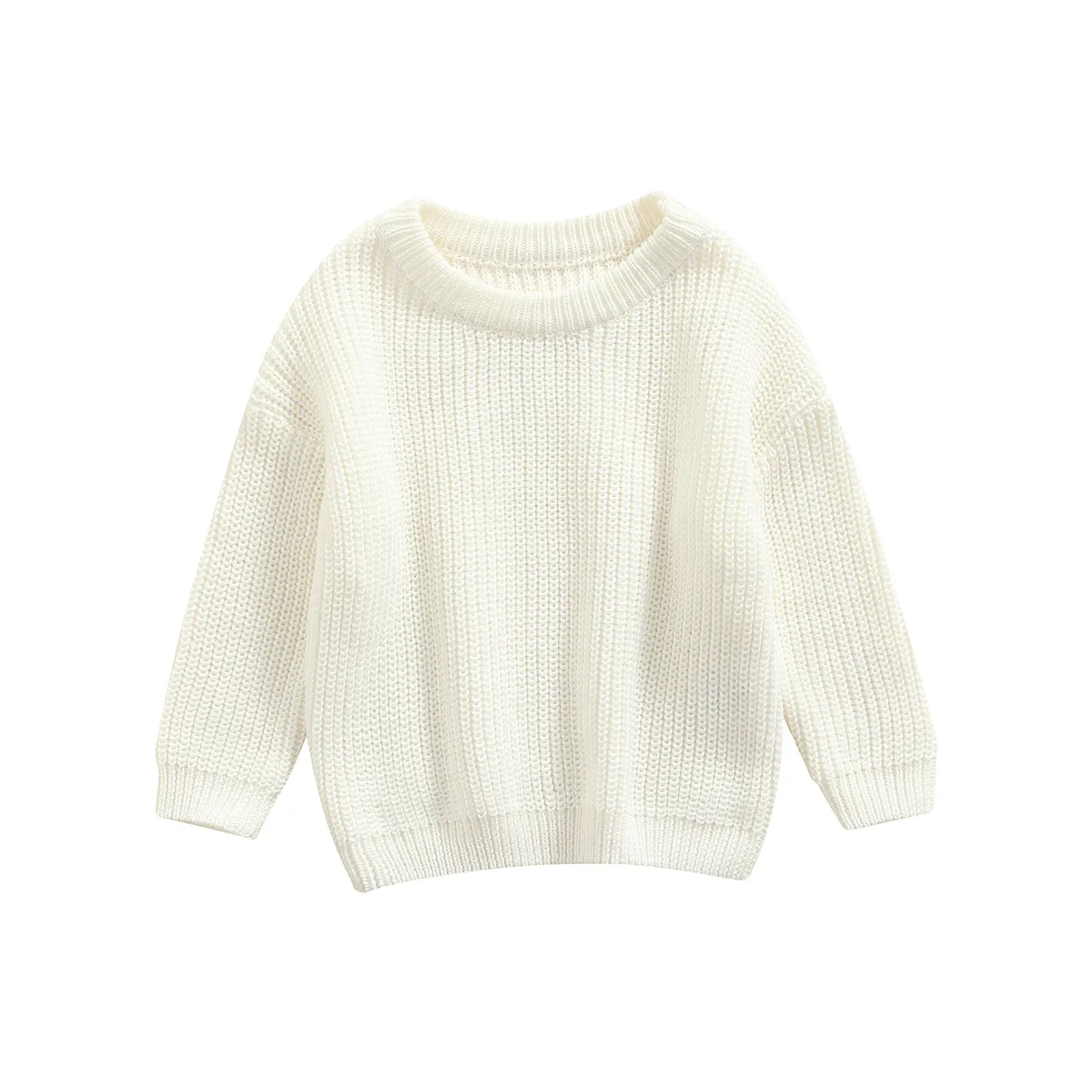 Canrulo Autumn Winter Warm Outfits Infant Baby Girl Cute Solid Long Sleeve Knitted Sweater Pullover Tops 3-9 Months