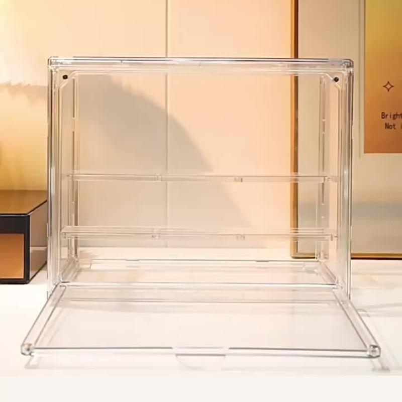 Transparent Display Cabinet, Three-Layer Adjustable Stackable Storage Box, Collectible Model Showcase, Summer Essential, Back-To-School Must-Have