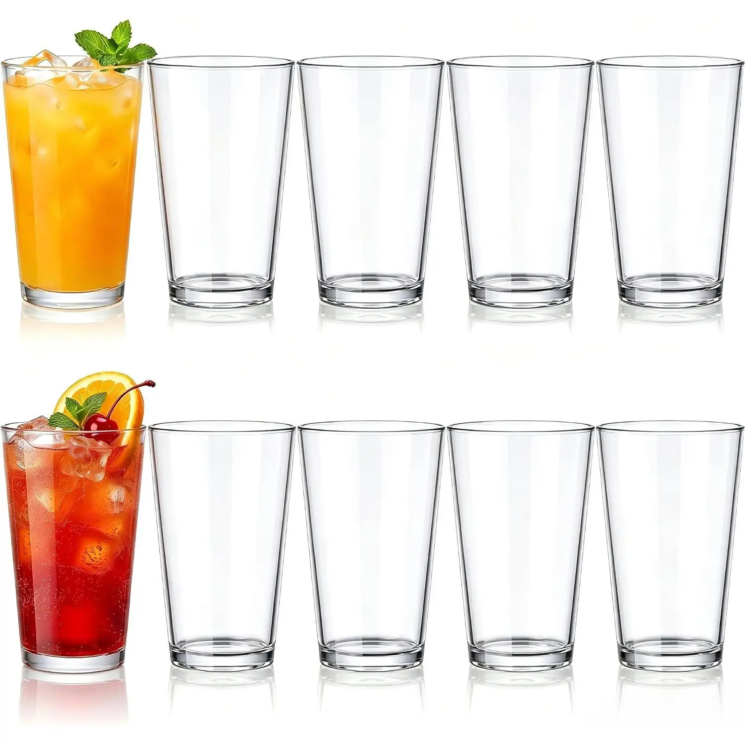 Clear Plastic  Glasses, 10 count, 24 oz,  |  Glasses Drinkware,  Plastic Cups, Unbreakable Tumblers, Dishwasher Safe, for Party Outdoor, Shatterproof