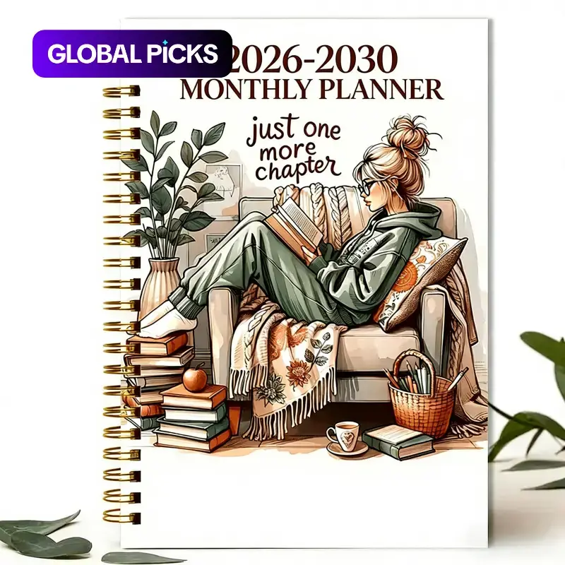 2026–2030 Five-Year Monthly Planner, January 2026–December 2030, 60-Month Spiral Calendar with Reading-Themed Cover and Monthly Tabs, 5.5 × 8.3 in, for Women