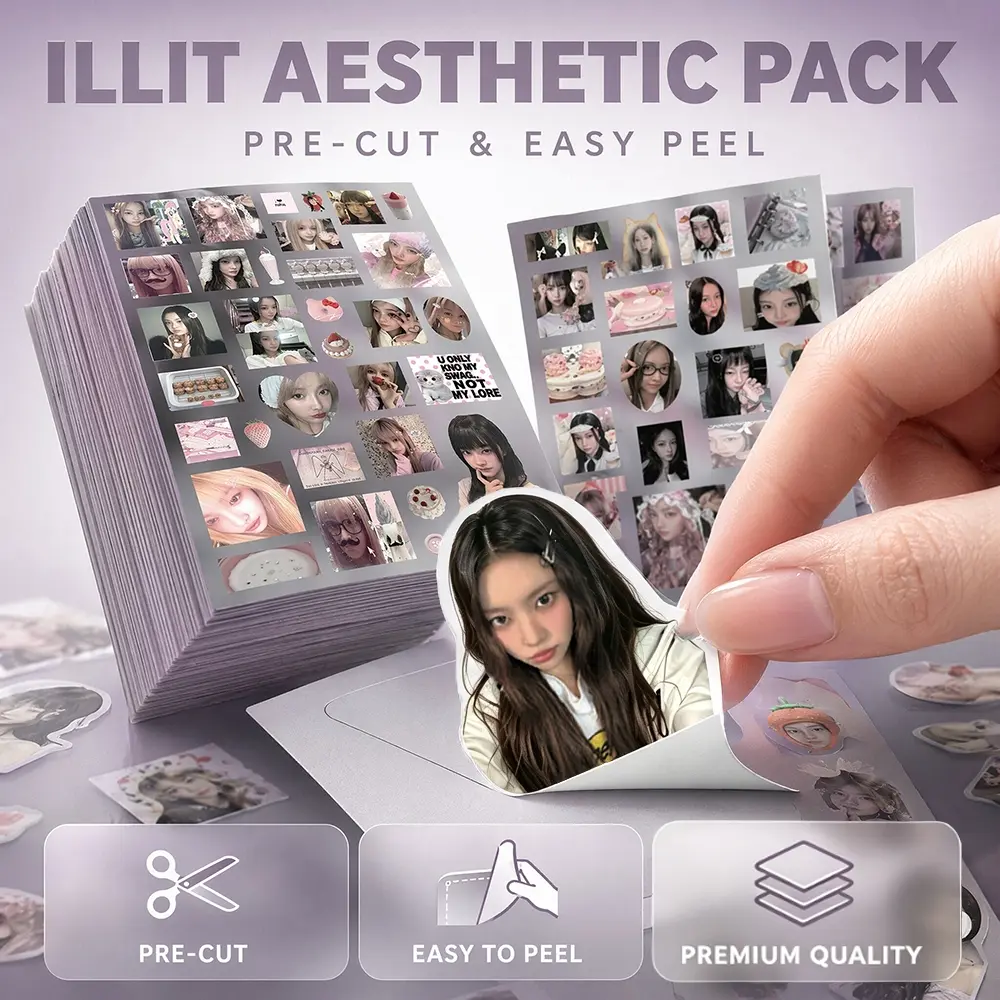 8 Sheets Korean Girl Group Pre-Cut Stickers, Ins Aesthetic Kpop Portrait Deco Stickers, Waterproof No-Fading Scrapbook Journal & Photocard Packing Decor Stationery Supplies